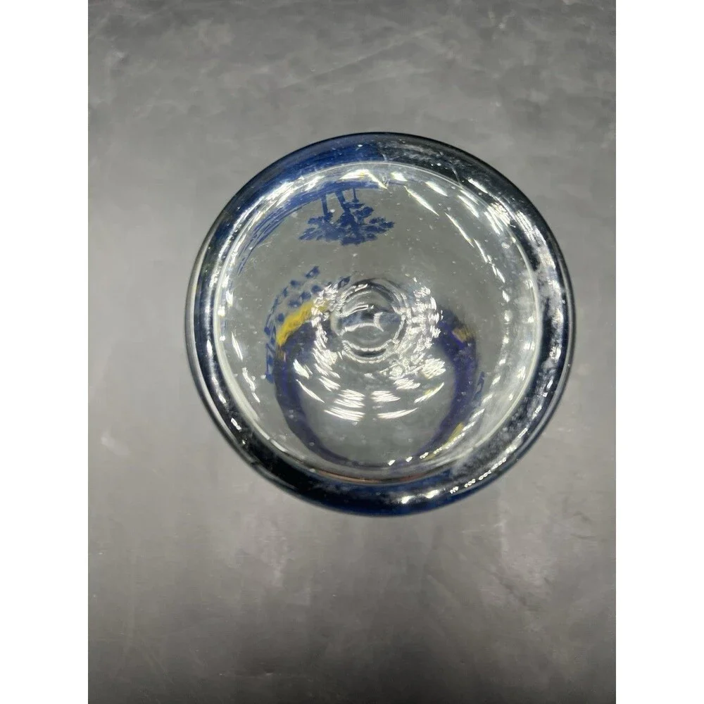 Corona Extra Beach Tiki Beer Glass Cobalt Blue Rim 5 3/8” Palm Trees Pint
